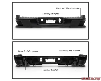 Xtune Black Rear Bumper Assembly w/o Parking Sensor Holes Chevrolet Colorado | GMC Canyon 2015-2019 - RB-CCOL15-SET-BK