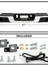 Xtune Chrome Rear Bumper Assembly w/o Parking Sensor Holes Chevrolet Colorado | GMC Canyon 2015-2019                                     - RB-CCOL15-SET-C - Image 3