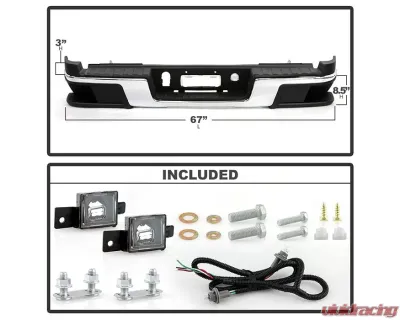 Xtune Chrome Rear Bumper Assembly w/o Parking Sensor Holes Chevrolet Colorado | GMC Canyon 2015-2019 - RB-CCOL15-SET-C