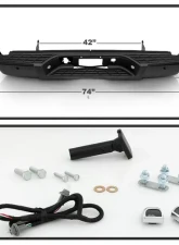 Xtune Black OEM Style Steel Rear Bumper w/ Parking Sensors Hole Chevrolet Silverado | GMC Sierra 1500 2007-2013                                     - RB-CS07-SET-WS-BK - Image 6