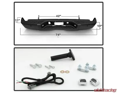 Xtune Black OEM Style Steel Rear Bumper w/ Parking Sensors Hole Chevrolet Silverado | GMC Sierra 1500 2007-2013 - RB-CS07-SET-WS-BK