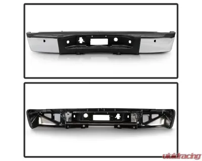 Xtune Chrome OEM Style Steel Rear Bumper w/ Park Assist Sensor Holes Chevrolet Silverado | GMC Sierra 2007-2010 - RB-CS0725-SET-WS-C
