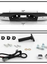 Xtune Chrome OEM Style Steel Rear Bumper w/ Park Assist Sensor Holes Chevrolet Silverado | GMC Sierra 2007-2010                                     - RB-CS0725-SET-WS-C - Image 6