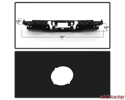 Xtune Black Rear Steel Bumper w/ Park Assist Sensor Holes Chevrolet Silverado | GMC Sierra 1500 2014-2018 - RB-CS14-WS-BK