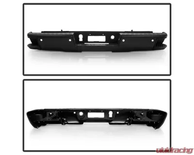 Xtune Black Rear Steel Bumper w/ Park Assist Sensor Holes Set Chevrolet Silverado | GMC Sierra 1500 2014-2018 - RB-CS14-WS-SET-BK