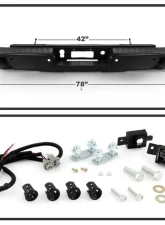 Xtune Black Rear Steel Bumper w/ Park Assist Sensor Holes Set Chevrolet Silverado | GMC Sierra 1500 2014-2018                                     - RB-CS14-WS-SET-BK - Image 7