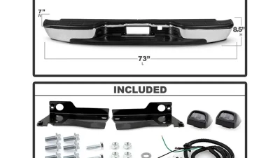 Xtune Chrome Rear Steel Bumper Set Chevrolet Silverado | GMC Sierra 1999-2007                                     - RB-CS9915-SET-C - Image 2