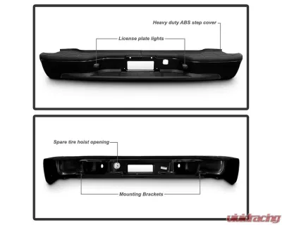 Xtune Black OEM Style Steel Rear Bumper Set Chevrolet Suburban | Tahoe | GMC Yukon | Yukon XL 2000-2006 - RB-CSUB00-SET-BK