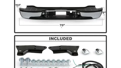 Xtune Chrome OEM Style Steel Rear Bumper Set Chevrolet Suburban | Tahoe | GMC Yukon | Yukon XL 2000-2006                                     - RB-CSUB00-SET-C - Image 2
