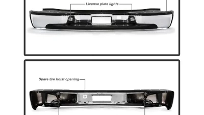 Xtune Chrome OEM Style Steel Rear Bumper Set Chevrolet Suburban | Tahoe | GMC Yukon | Yukon XL 2000-2006                                     - RB-CSUB00-SET-C - Image 3