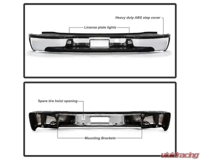 Xtune Chrome OEM Style Steel Rear Bumper Set Chevrolet Suburban | Tahoe | GMC Yukon | Yukon XL 2000-2006 - RB-CSUB00-SET-C