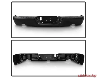 Xtune Black OEM Style Steel Rear Bumper w/ Dual Exhaust Set Dodge Ram | Ram 1500 2009-2018 - RB-DR09-SET-DE-BK