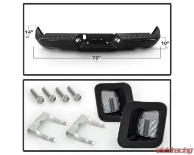 Xtune Black OEM Style Steel Rear Bumper w/ Dual Exhaust Set Dodge Ram | Ram 1500 2009-2018 - RB-DR09-SET-DE-BK