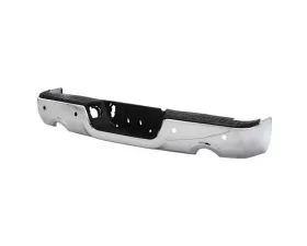 Xtune Chrome OEM Style Steel Rear Bumper  w/ Dual Exhaust and Parking Sensor Set Dodge Ram | Ram 1500 2009-2018