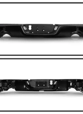 Xtune Black Corner Step Style Steel Rear Bumper w/ Dual Exhaust Set Dodge Ram | Ram 1500 2009-2019                                     - RB-DR09CS-SET-DE-BK - Image 2