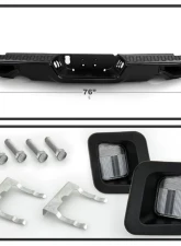Xtune Black Corner Step Style Steel Rear Bumper w/ Dual Exhaust Set Dodge Ram | Ram 1500 2009-2019                                     - RB-DR09CS-SET-DE-BK - Image 3