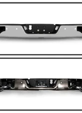 Xtune Chrome Corner Step Style Steel Rear Bumper w/ Parking Sensor Hole Set Dodge Ram | Ram 2009-2019                                     - RB-DR09CS-SET-WS-C - Image 2