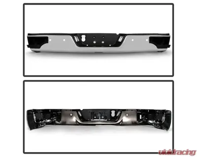 Xtune Chrome Corner Step Style Steel Rear Bumper w/ Parking Sensor Hole Set Dodge Ram | Ram 2009-2019 - RB-DR09CS-SET-WS-C
