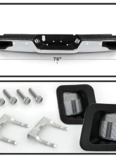 Xtune Chrome Corner Step Style Steel Rear Bumper w/ Parking Sensor Hole Set Dodge Ram | Ram 2009-2019                                     - RB-DR09CS-SET-WS-C - Image 3