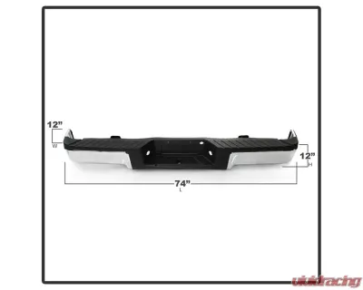 Xtune Chrome Styleside Standard Bed w/o Parking Sensor Holes & Hitch Rear Bumper Assembly Ford F150 2009-2014 - RB-FF15009-SET-C