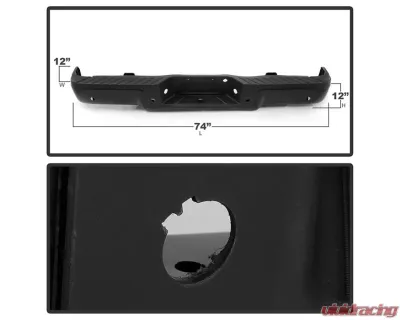 Xtune Black Styleside Standard Bed w/ Parking Sensor Holes w/o Hitch Rear Bumper Assembly Ford F150 2009-2014 - RB-FF15009-WS-SET-BK