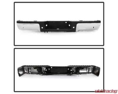 Xtune Chrome Styleside Standard Bed w/ Parking Sensor Holes w/o Hitch Rear Bumper Assembly Ford F150 2009-2014 - RB-FF15009-WS-SET-C