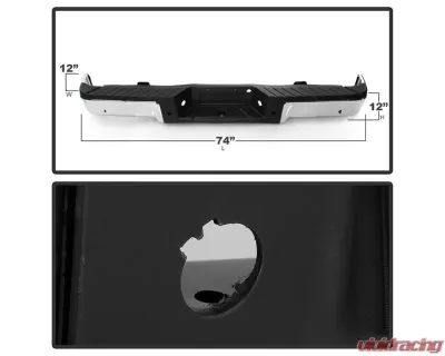 Xtune Chrome Styleside Standard Bed w/ Parking Sensor Holes w/o Hitch Rear Bumper Assembly Ford F150 2009-2014 - RB-FF15009-WS-SET-C