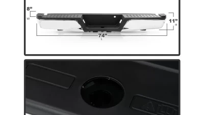 Xtune Chrome Styleside w/o Parking Sensor Holes & Hitch Rear Bumper Assembly Ford F150 2015-2019                                     - RB-FF15015-SET-C - Image 6