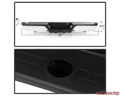 Xtune Chrome Styleside w/o Parking Sensor Holes & Hitch Rear Bumper Assembly Ford F150 2015-2019 - RB-FF15015-SET-C