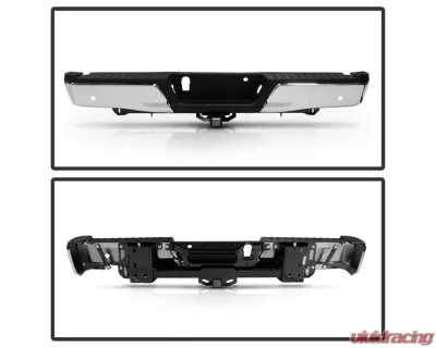 Xtune Chrome Styleside w/ Parking Sensor Holes & Hitch Rear Bumper Assembly Ford F150 2015-2019 - RB-FF15015-WS-TP-SET-C