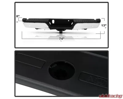 Xtune Chrome Styleside w/ Parking Sensor Holes & Hitch Rear Bumper Assembly Ford F150 2015-2019 - RB-FF15015-WS-TP-SET-C
