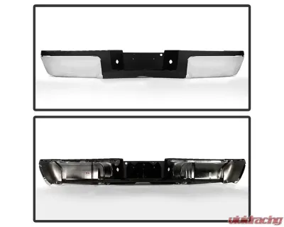 Xtune Chrome OEM Style Steel Rear Bumper w/Black Rear Pad w/o Parking Sensor w/License Lamp Ford F250 | F350 | F450 2008-2012 - RB-FF25008-WS-SET-C
