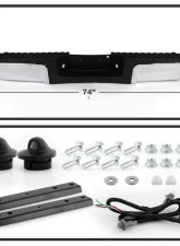 Xtune Chrome OEM Style Steel Rear Bumper w/Black Rear Pad w/o Parking Sensor w/License Lamp Ford F250 | F350 | F450 2008-2012                                     - RB-FF25008-WS-SET-C - Image 3
