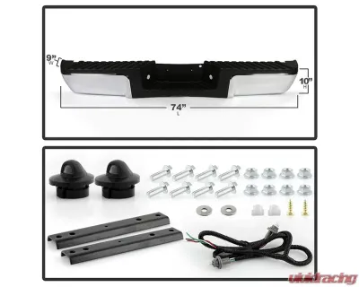 Xtune Chrome OEM Style Steel Rear Bumper w/Black Rear Pad w/o Parking Sensor w/License Lamp Ford F250 | F350 | F450 2008-2012 - RB-FF25008-WS-SET-C