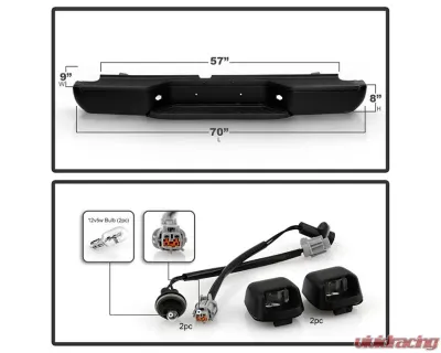 Xtune Black Rear Steel Bumper Face Bar Assembly Nissan Frontier 2005-2019 - RB-NF05-SET-BK