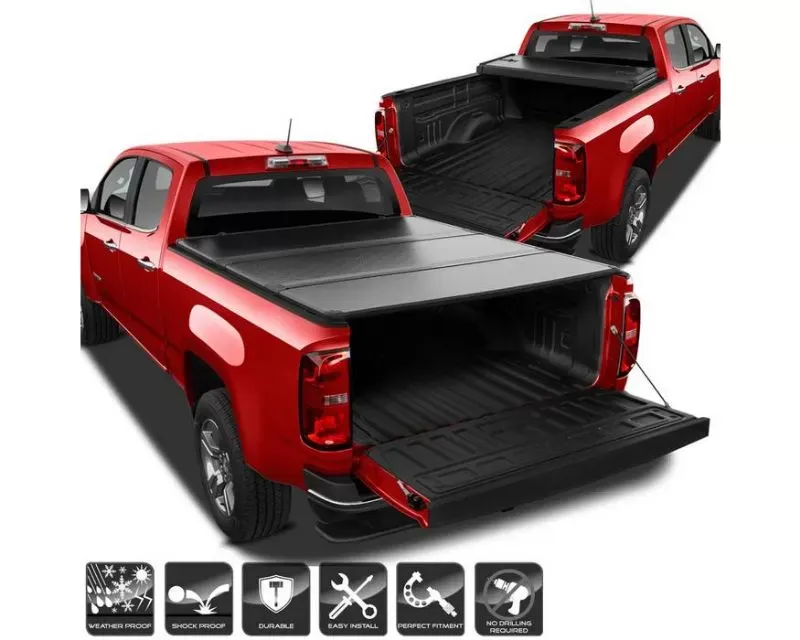 Xtune Black 60 Inch Hard Tri-Fold Tonneau Cover Chevrolet Colorado | GMC Canyon 2015-2019 - TC-HTF-CCO15-60