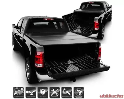 Xtune Black 68 Inch Bed Hard Tri-Fold Style Tonneau Cover Chevrolet Silverado | GMC Sierra 1500 2004-2007 - TC-HTF-CS04-68