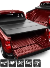 Xtune Black 77 Inch Short Bed Hard Tri-Fold Style Tonneau Cover Chevrolet Silverado 1500 | 2500 2014-2018                                     - TC-HTF-CS14-78 - Image 9