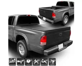 Xtune Black 78 Inch Short Bed Hard Tri-Fold Style Tonneau Cover Dodge Dakota 1997-2004