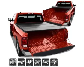 Xtune Black 72 Inch Short Bed Hard Tri-Fold Style Tonneau Cover Dodge Ram 2002-2009