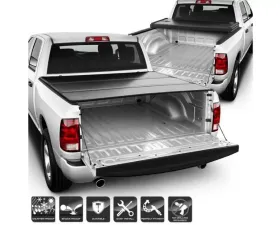 Xtune Black 67 Inch Bed Hard Tri-Fold Style Tonneau Cover Dodge Ram | Ram 2009-2016