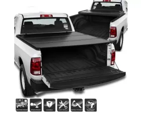 Xtune Black 78 Inch Short Bed Hard Tri-Fold Style Tonneau Cover Dodge Ram 1500 | Ram 2009-2016