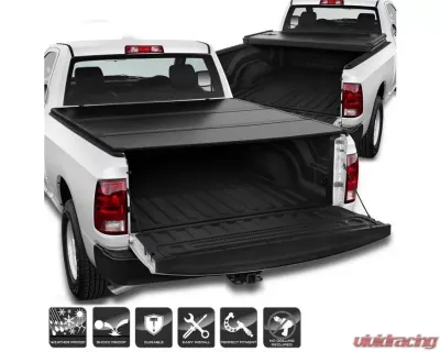 Xtune Black 78 Inch Short Bed Hard Tri-Fold Style Tonneau Cover Dodge Ram 1500 | Ram 2009-2016 - TC-HTF-DR09-78