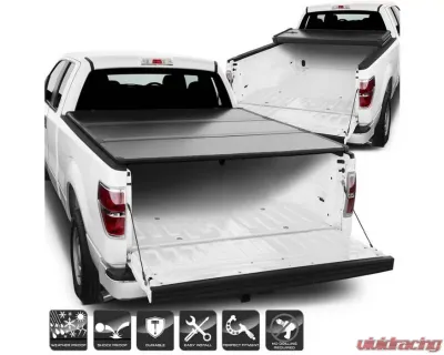 Xtune Black 78 Inch Short Bed Hard Tri-Fold Style Tonneau Cover Ford F150 2004-2014 - TC-HTF-FF15004-78