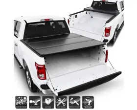 Xtune Black 66 Inch Bed Hard Tri-Fold Style Tonneau Cover Ford F150 Supercrew 2015-2018