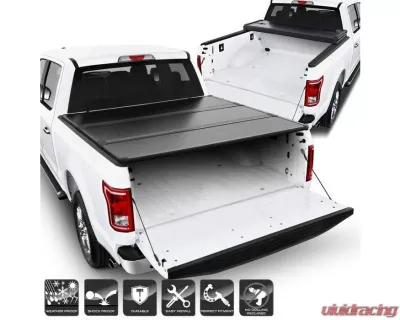 Xtune Black 66 Inch Bed Hard Tri-Fold Style Tonneau Cover Ford F150 Supercrew 2015-2018 - TC-HTF-FF15015-66