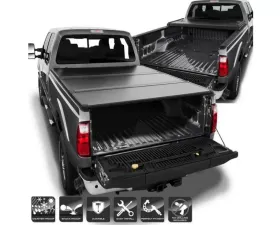 Xtune Black 78 Inch Short Bed Hard Tri-Fold Style Tonneau Cover Ford Super Duty 1999-2015