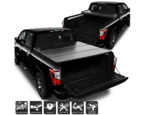 Xtune Black 67 Inch Bed Hard Tri-Fold Style Tonneau Cover Nissan Titan 2016-2018