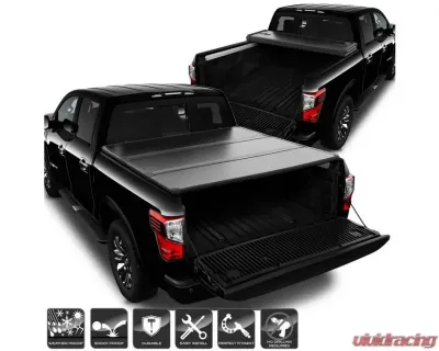 Xtune Black 67 Inch Bed Hard Tri-Fold Style Tonneau Cover Nissan Titan 2016-2018 - TC-HTF-NTI16-66