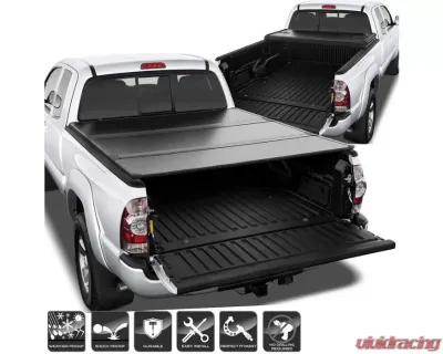 Xtune Black 72 Inch Hard Tri-Fold Tonneau Cover Toyota Tacoma 2005-2015 - TC-HTF-TT05-72